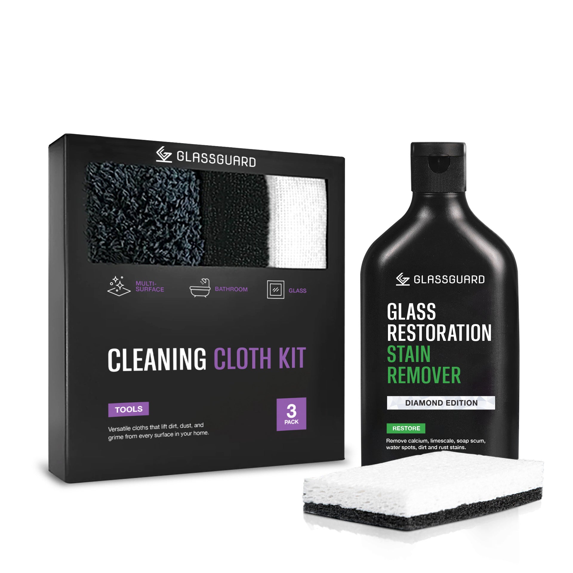 GLASSGUARD® Glass Stain Remover + Cleaning Cloth Bundle