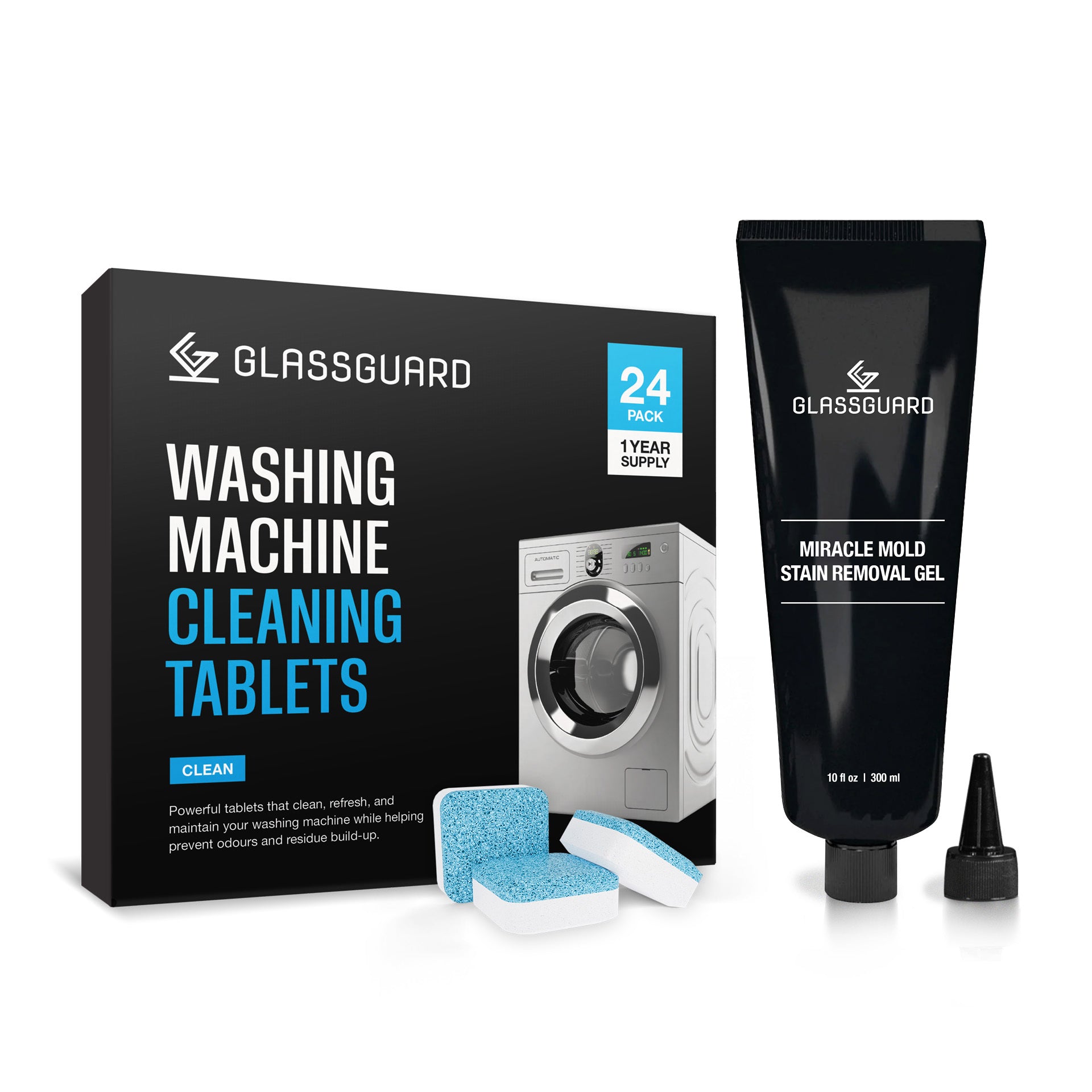 GLASSGUARD® Washing Machine Tablet & Mold Stain Remover Bundle