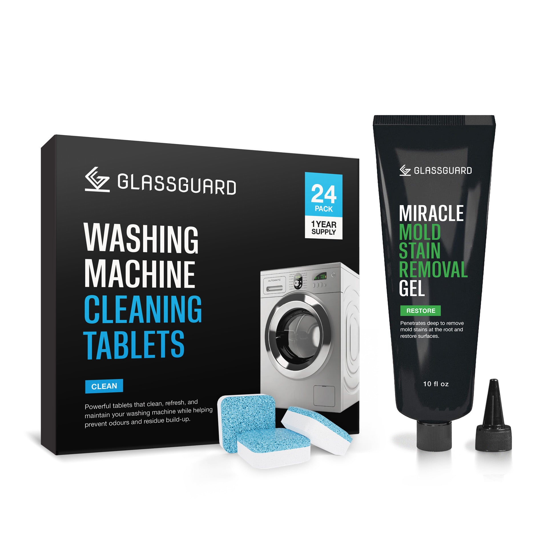 GLASSGUARD® Washing Machine Tablet & Mold Stain Remover Bundle