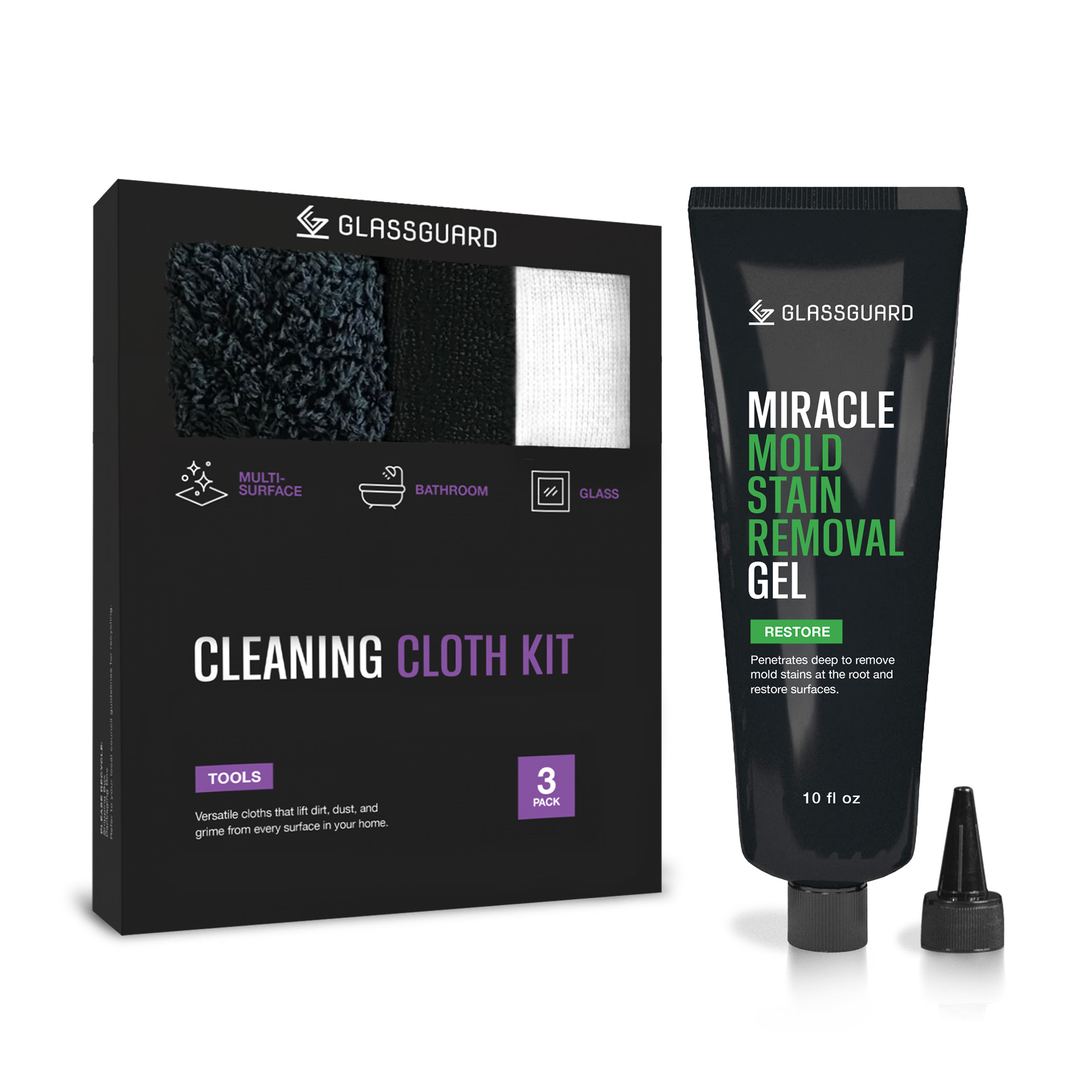 GLASSGUARD® Miracle Mold Stain Removal Gel + Cleaning Cloth Kit image